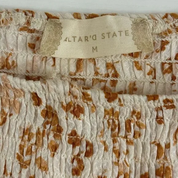 Altard state boho floral smocked puff sleeve mini dress - Picture 4 of 13